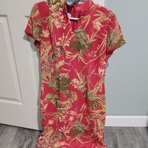 Floral Red and Green Women's Dress